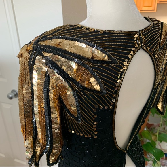 1980s Silk Hand-Beaded Cocktail Dress - Picture 7 of 12